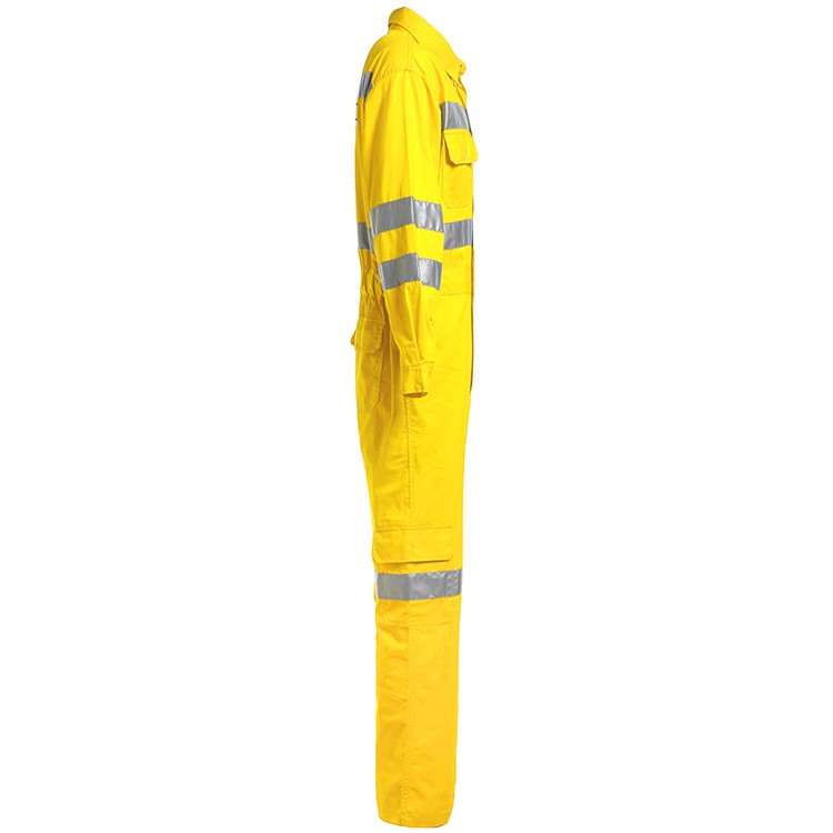 300GSM safety workwear yellow falme resistant coveralls 