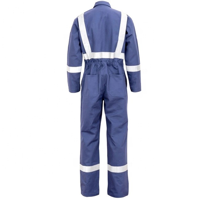  100% FR cotton blue flame resistant workwear coveralls clothing 