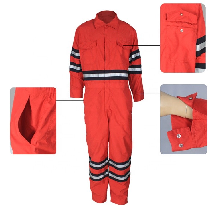 NFPA2112 Standard 150G Red Reflective aramid flame resistant coverall