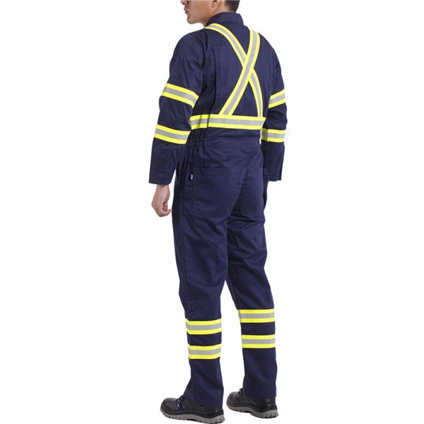 Oil field 10 OZ 98% cotton 2% anti-static flame resistant cotton coveralls with reflective tape
