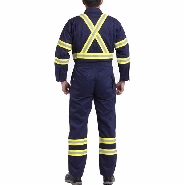 Oil field 10 OZ 98% cotton 2% anti-static flame resistant cotton coveralls with reflective tape