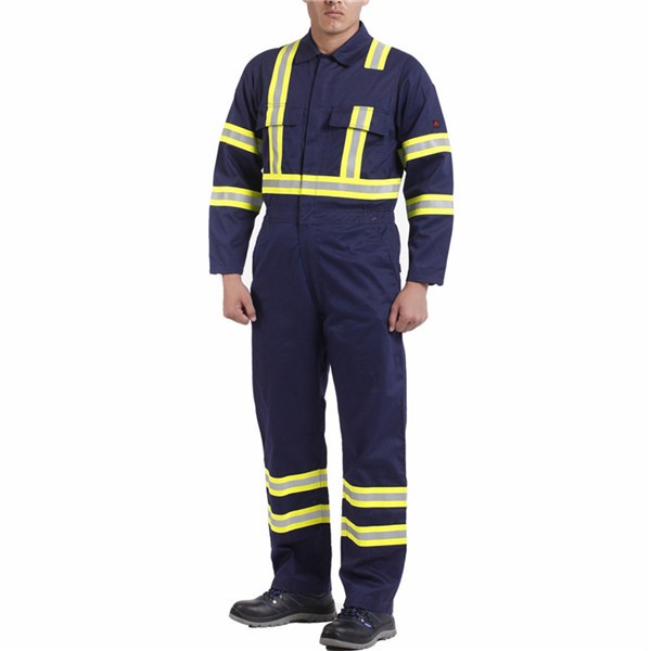 Oil field 10 OZ 98% cotton 2% anti-static flame resistant cotton coveralls with reflective tape